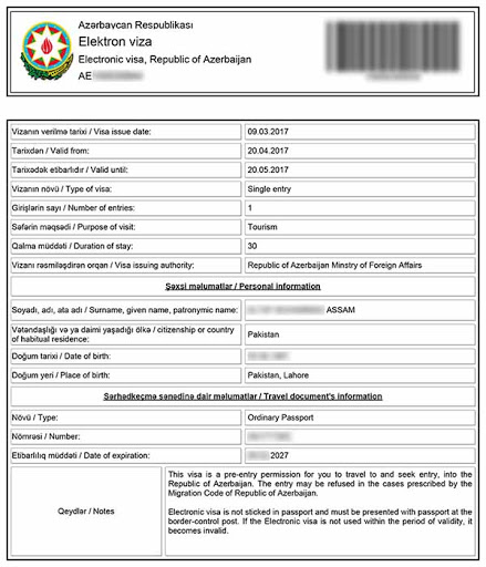 azerbaijan visit visa requirements for pakistan