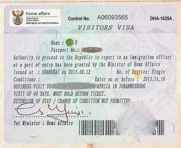 visit visa requirements for south africa from pakistan