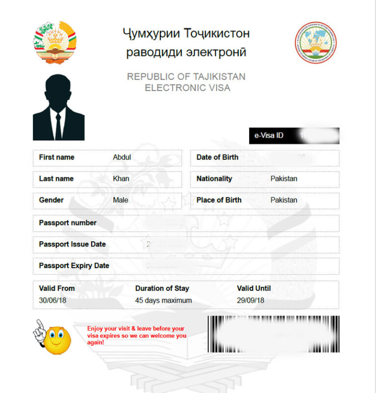 tajikistan evisa on pakistani passport